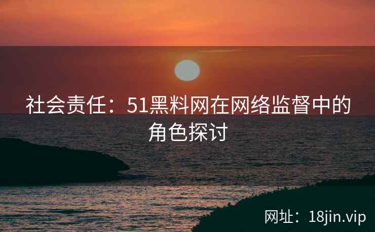 社会责任：51黑料网在网络监督中的角色探讨