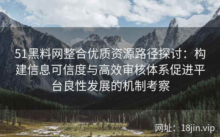 51黑料网整合优质资源路径探讨：构建信息可信度与高效审核体系促进平台良性发展的机制考察