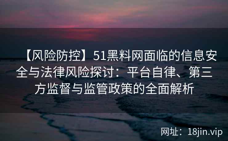 【风险防控】51黑料网面临的信息安全与法律风险探讨：平台自律、第三方监督与监管政策的全面解析